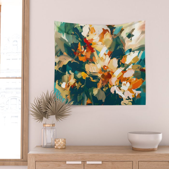 Abstract Floral Splashes Wall Tapestry Gallery Image 2