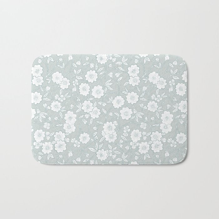 Cluster Flower Vines - Mint Bath Mat Gallery Image 1