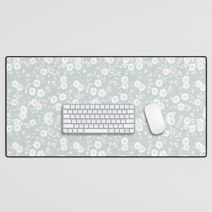 Cluster Flower Vines - Mint Desk Mat Gallery Image 1