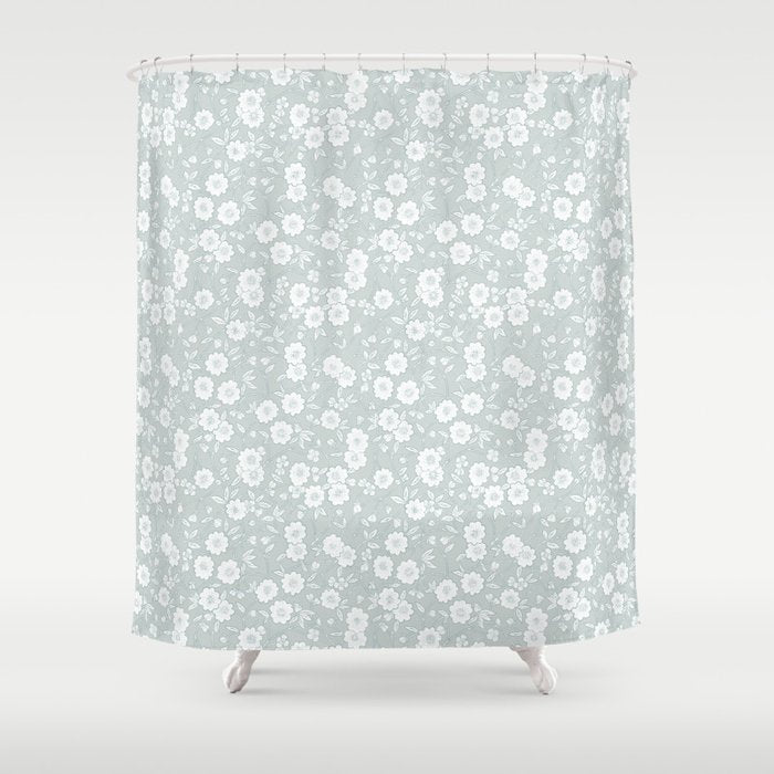Cluster Flower Vines - Mint Shower Curtain Gallery Image 1