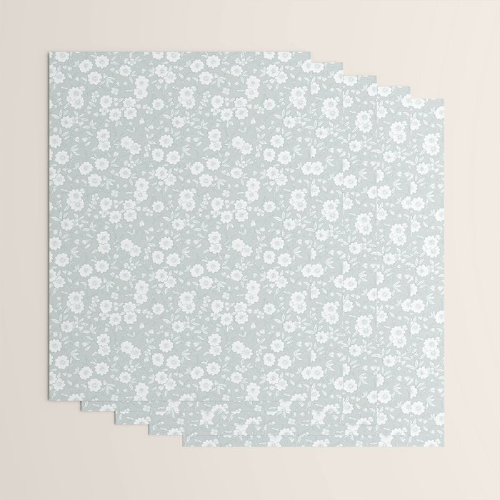 Cluster Flower Vines - Mint Wrapping Paper Gallery Image 3