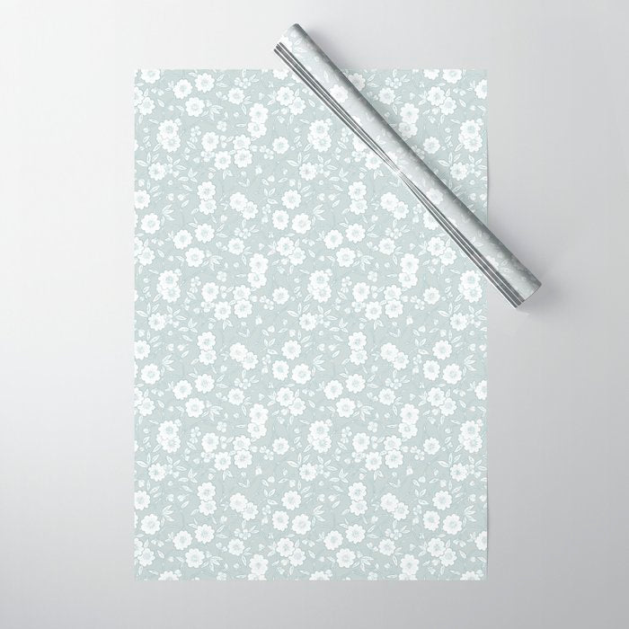 Cluster Flower Vines - Mint Wrapping Paper Gallery Image 1