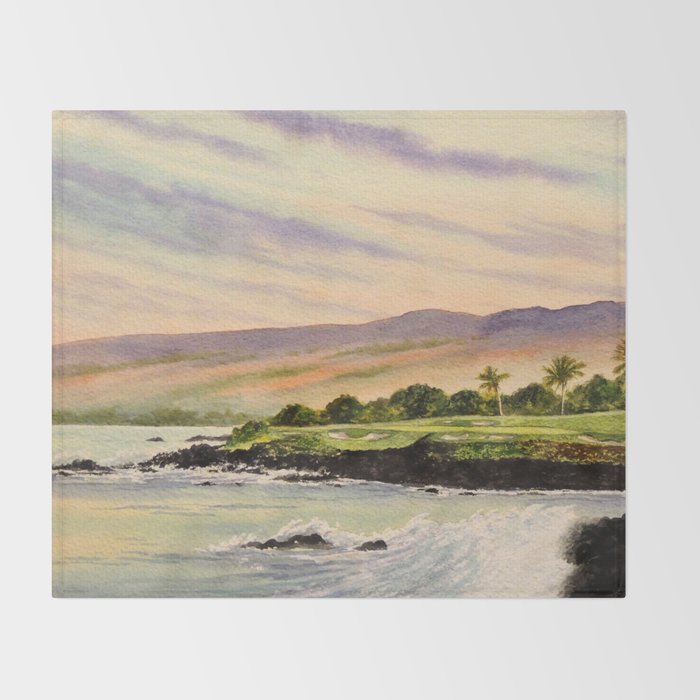 Mauna Kea Golf Course Hawaii Hole 3 Throw Blanket Gallery Image 2