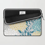Garden Florals, Yellow, Teal, Gray Laptop Sleeve Gallery Image 2