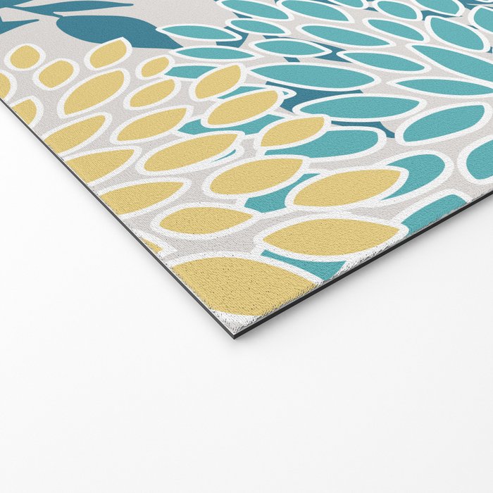 Garden Florals, Yellow, Teal, Gray Welcome Mat Gallery Image 2