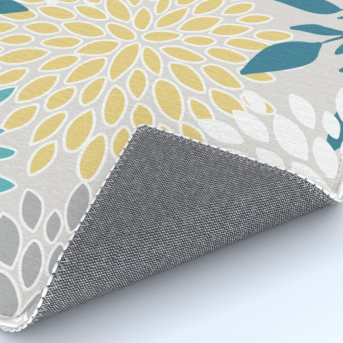 Garden Florals, Yellow, Teal, Gray Rug Gallery Image 4