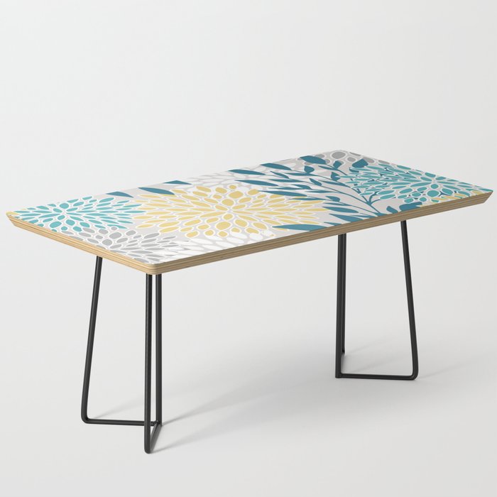 Garden Florals, Yellow, Teal, Gray Coffee Table Gallery Image 1