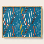 Nostalgic Winter Ski Scene Retro Holiday Pattern Serving Tray Gallery Image 1