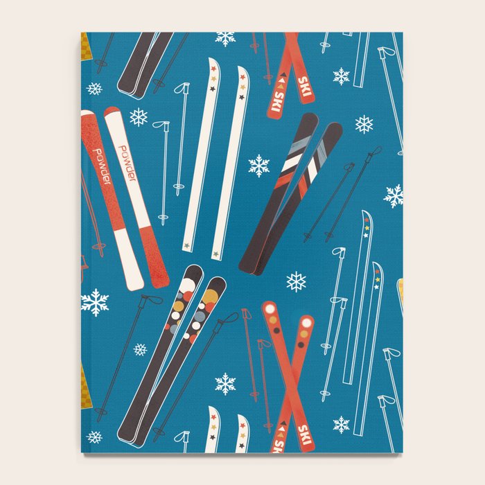 Nostalgic Winter Ski Scene Retro Holiday Pattern Notebook Gallery Image 4