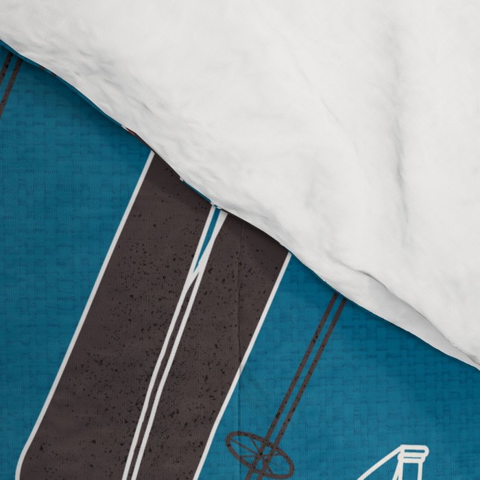 Nostalgic Winter Ski Scene Retro Holiday Pattern Comforter Gallery Image 4