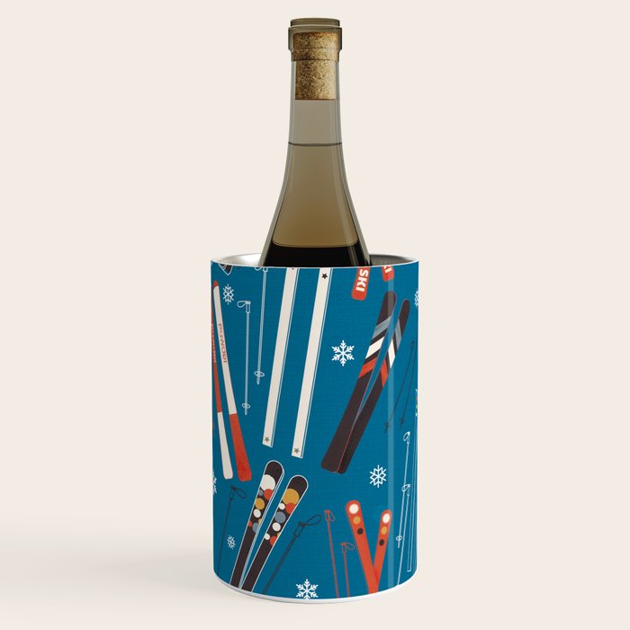 Nostalgic Winter Ski Scene Retro Holiday Pattern Wine Chiller Gallery Image 3