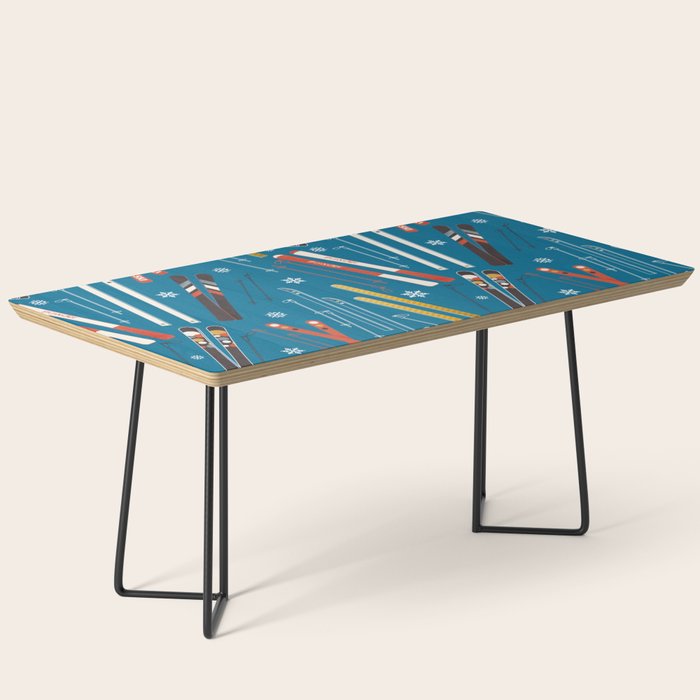 Nostalgic Winter Ski Scene Retro Holiday Pattern Coffee Table Gallery Image 1