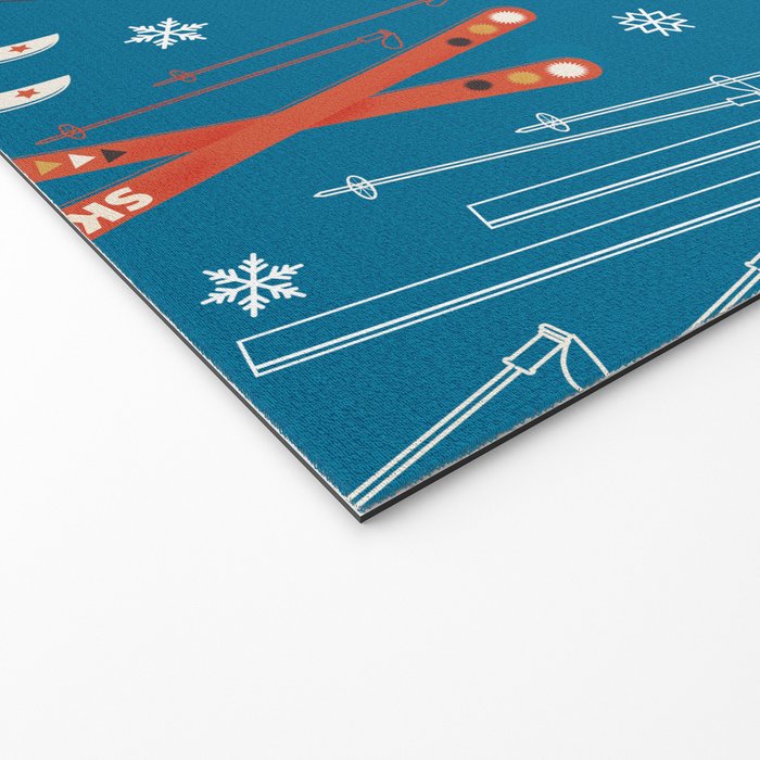 Nostalgic Winter Ski Scene Retro Holiday Pattern Welcome Mat Gallery Image 2