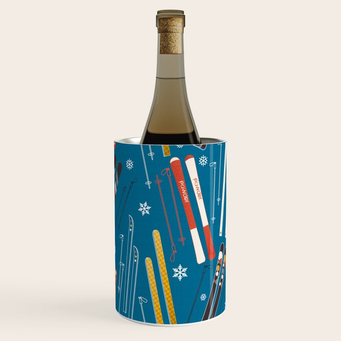 Nostalgic Winter Ski Scene Retro Holiday Pattern Wine Chiller Gallery Image 1