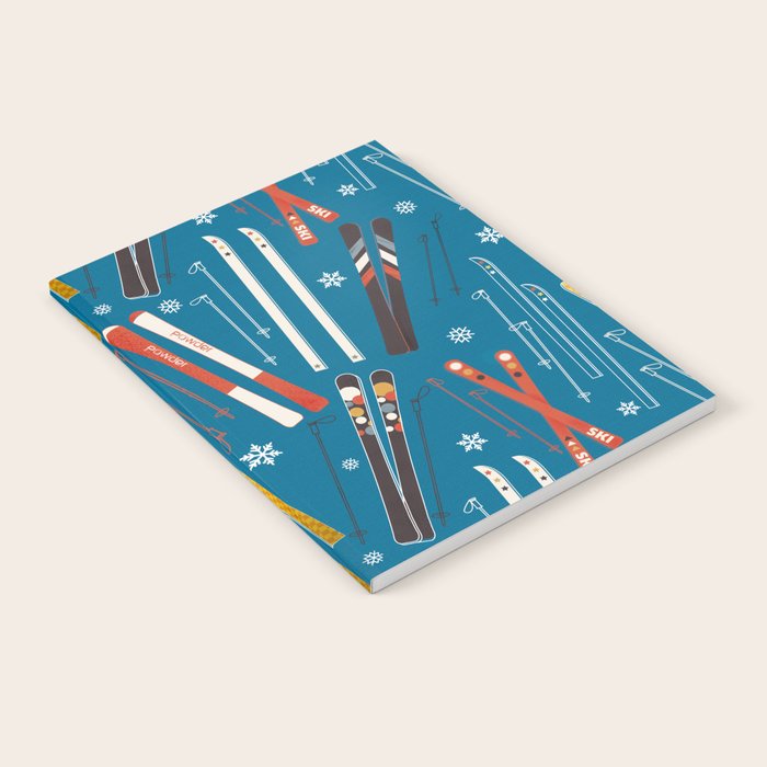 Nostalgic Winter Ski Scene Retro Holiday Pattern Notebook Gallery Image 2