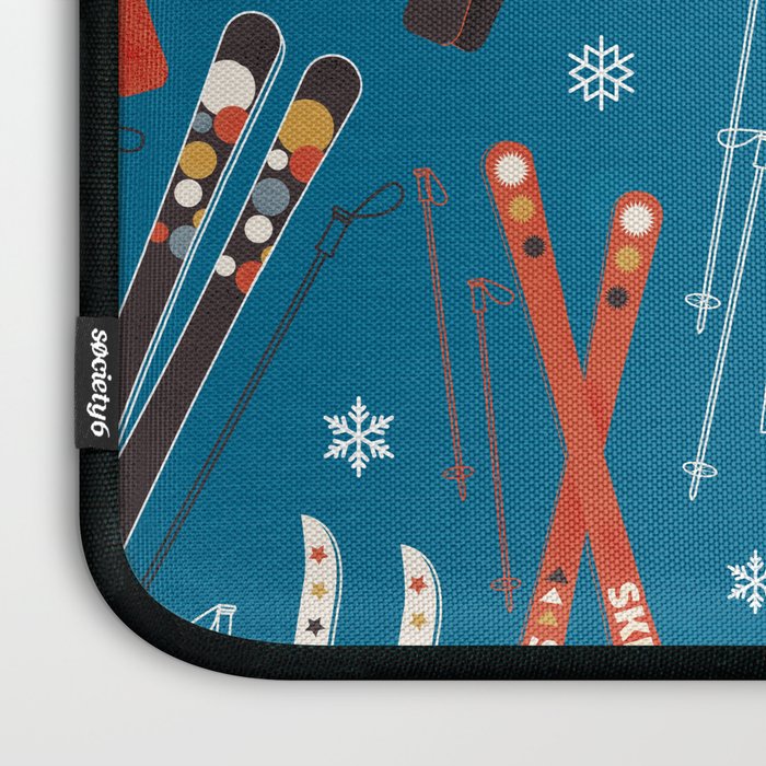 Nostalgic Winter Ski Scene Retro Holiday Pattern Laptop Sleeve Gallery Image 3