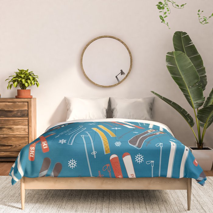 Nostalgic Winter Ski Scene Retro Holiday Pattern Comforter Gallery Image 3