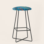 Nostalgic Winter Ski Scene Retro Holiday Pattern Stool Gallery Image 1