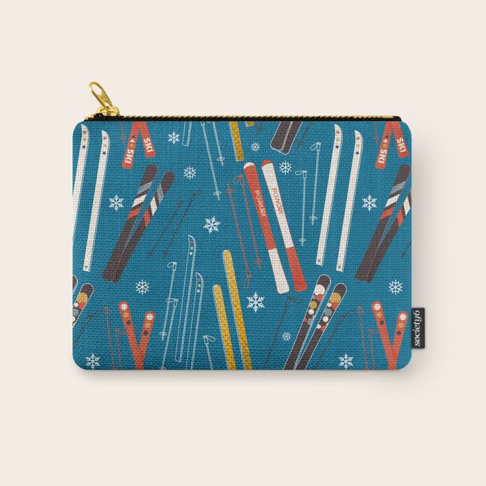 Nostalgic Winter Ski Scene Retro Holiday Pattern Carry All Pouch Gallery Image 1