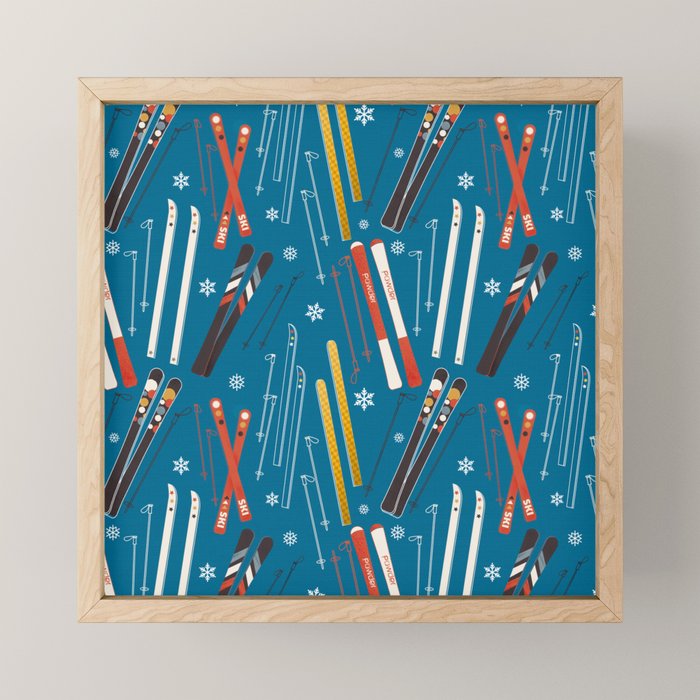 Nostalgic Winter Ski Scene Retro Holiday Pattern Mini Art Print Gallery Image 1