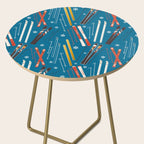 Nostalgic Winter Ski Scene Retro Holiday Pattern Side Table Gallery Image 2