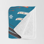 Nostalgic Winter Ski Scene Retro Holiday Pattern Throw Blanket Gallery Image 3