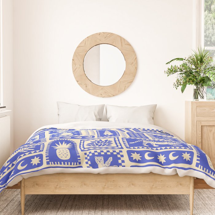 Vintage tropical summer patchwork tapestry pattern Duvet Cover Gallery Image 3