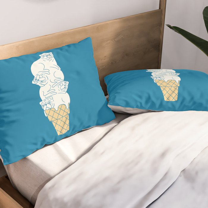 Pug Ice Cream Pillow Sham Gallery Image 2