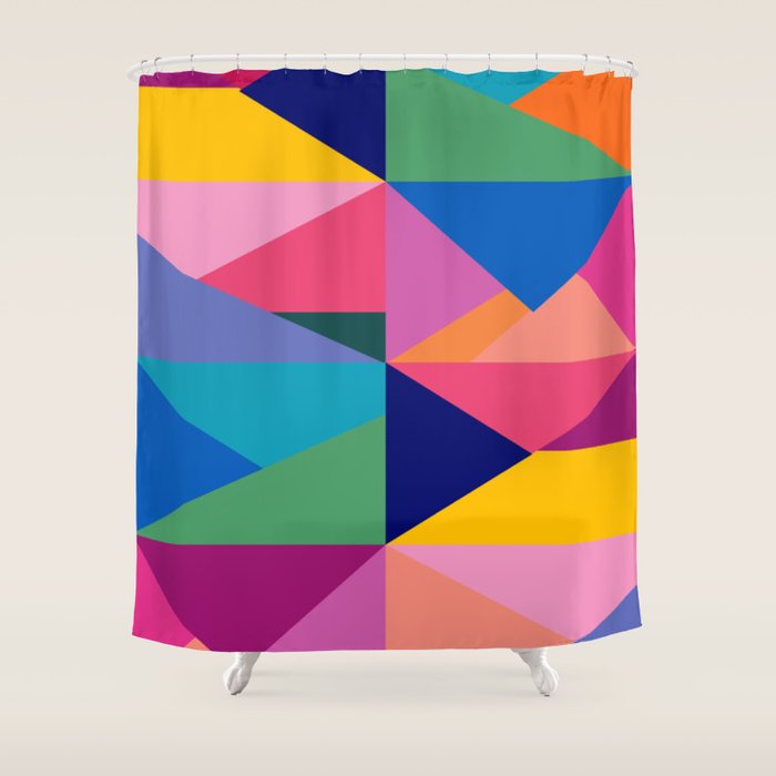 Geometric Color Block Shower Curtain Gallery Image 1