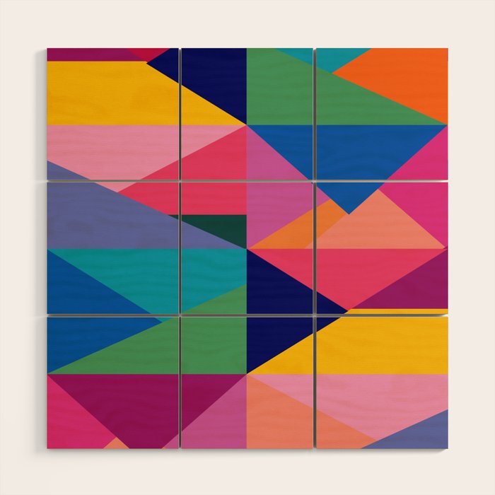 Geometric Color Block Wood Wall Art Gallery Image 1