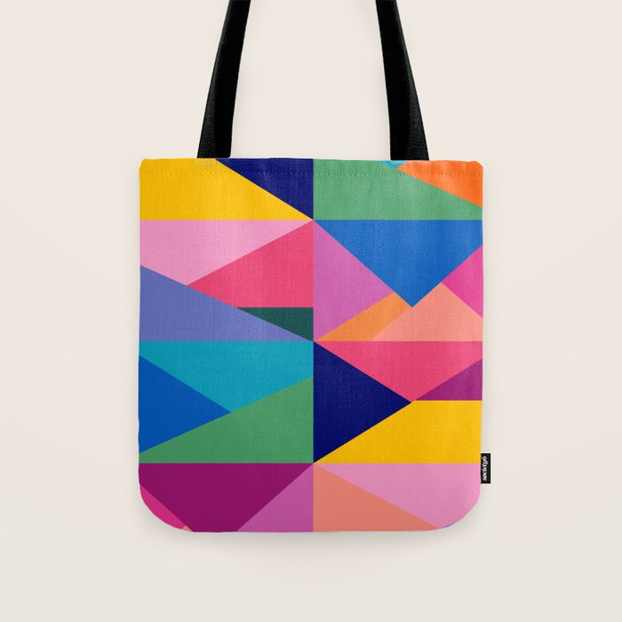 Geometric Color Block Tote Bag Gallery Image 1