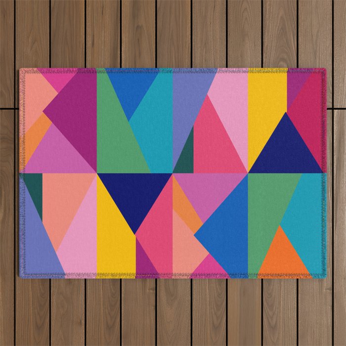 Geometric Color Block Outdoor Rug Gallery Image 1