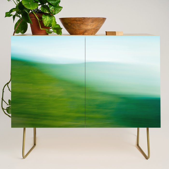Mountains and Sea - green abstract nature photograph Credenza Gallery Image 1