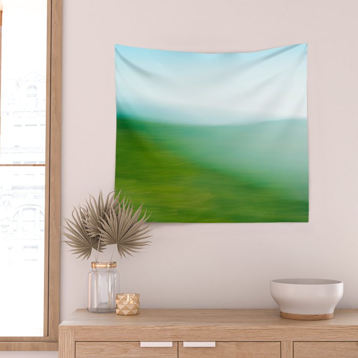 Mountains and Sea - green abstract nature photograph Wall Tapestry Gallery Image 2