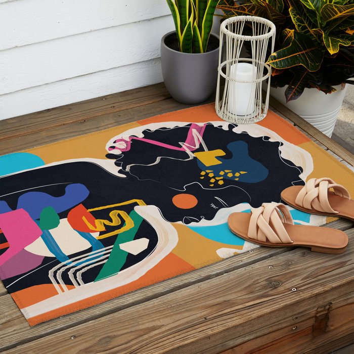 Modern Abstract Woman 08 Outdoor Rug Gallery Image 2
