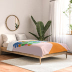 Flowers in Vase Les Fleurs Cheerful Retro Minimal Still Life Pink Tangerine Comforter Gallery Image 2
