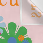 Flowers in Vase Les Fleurs Cheerful Retro Minimal Still Life Pink Tangerine Wall Tapestry Gallery Image 3