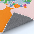 Flowers in Vase Les Fleurs Cheerful Retro Minimal Still Life Pink Tangerine Rug Gallery Image 4
