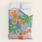 Flowers in Vase Les Fleurs Cheerful Retro Minimal Still Life Pink Tangerine Duvet Cover Gallery Image 6