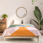 Flowers in Vase Les Fleurs Cheerful Retro Minimal Still Life Pink Tangerine Comforter Gallery Image 3
