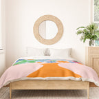 Flowers in Vase Les Fleurs Cheerful Retro Minimal Still Life Pink Tangerine Duvet Cover Gallery Image 3