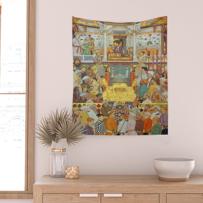 The accession of Shah Jahan by Bichitr, Indian Mughal Art Wall Tapestry Gallery Image 2