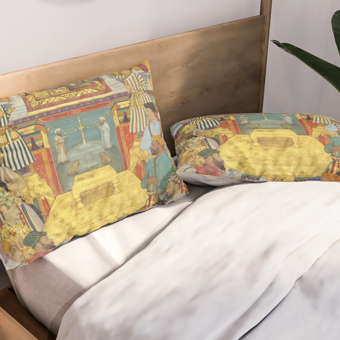 The accession of Shah Jahan by Bichitr, Indian Mughal Art Pillow Sham Gallery Image 2