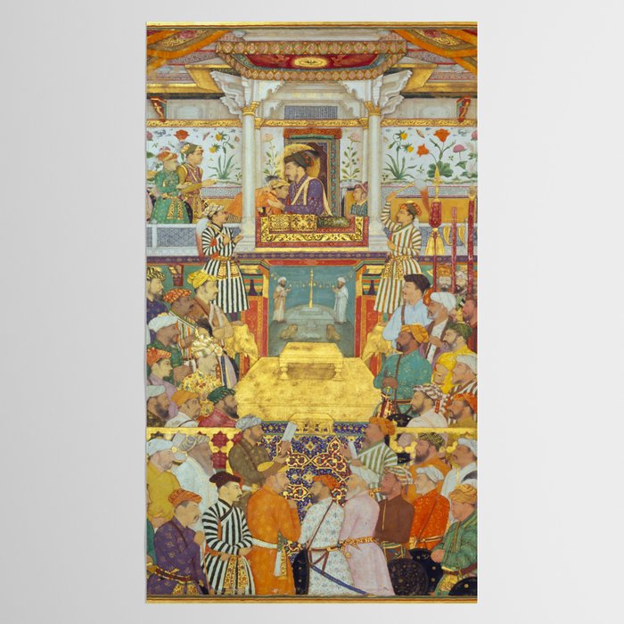 The accession of Shah Jahan by Bichitr, Indian Mughal Art Tablecloth Gallery Image 2