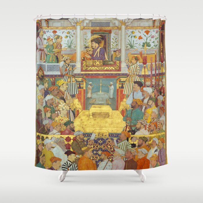The accession of Shah Jahan by Bichitr, Indian Mughal Art Shower Curtain Gallery Image 1