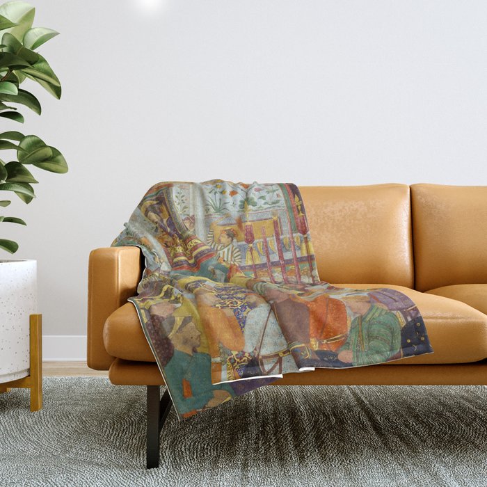 The accession of Shah Jahan by Bichitr, Indian Mughal Art Throw Blanket Gallery Image 1