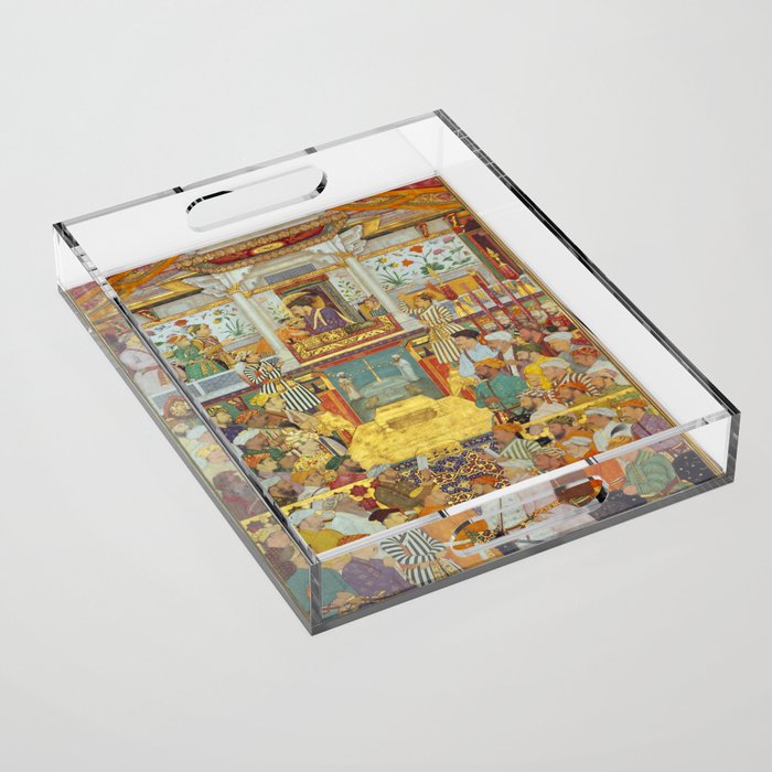 The accession of Shah Jahan by Bichitr, Indian Mughal Art Acrylic Tray Gallery Image 1
