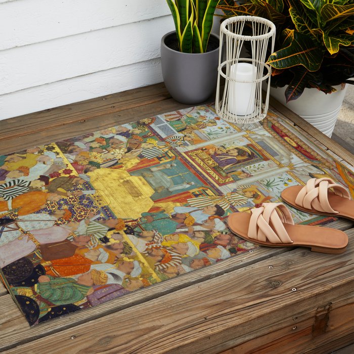 The accession of Shah Jahan by Bichitr, Indian Mughal Art Outdoor Rug Gallery Image 2