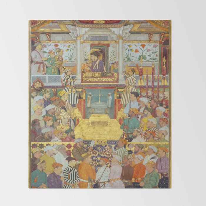 The accession of Shah Jahan by Bichitr, Indian Mughal Art Throw Blanket Gallery Image 2