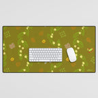 Whimsical Tiny Toys & Pine Branches in Green Desk Mat Gallery Image 1